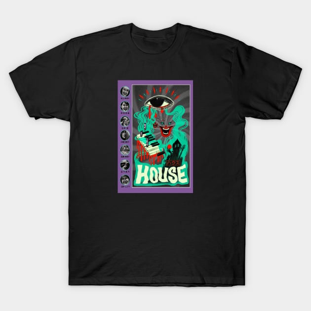 Hausu (House) - 1977 Japanese Experimental Comedy Horror Film Poster T-Shirt by caseofstyle